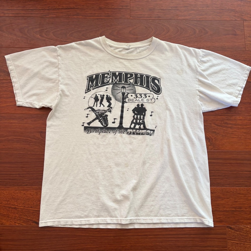 Vintage Memphis Birthplace of the Blues T-Shirt XL White Beale St Souvenir 90s